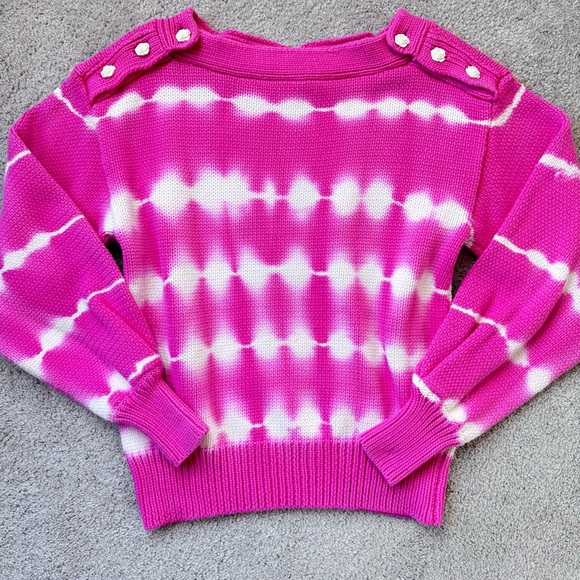 LoveShackFancy Tie Dye Chunky Knit Sweater Pink Size L - Picture 4 of 14